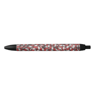 Twisted Red Striped Abstract Candy Canes Black Ink Pen