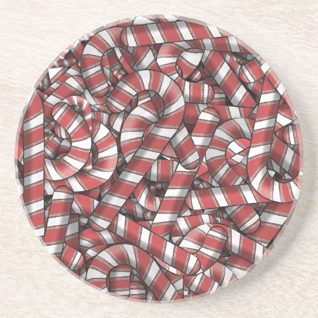 Twisted Red Striped Abstract Candy Canes Coaster (Front)