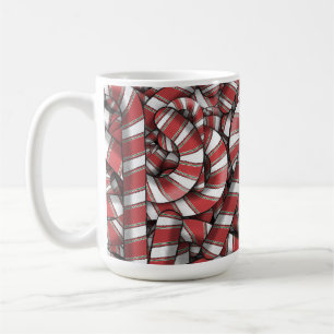 Twisted Red Striped Abstract Candy Canes Coffee Mug