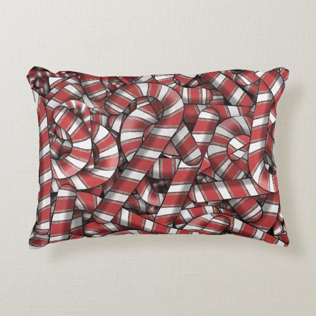 Twisted Red Striped Abstract Candy Canes Decorative Cushion (Front)