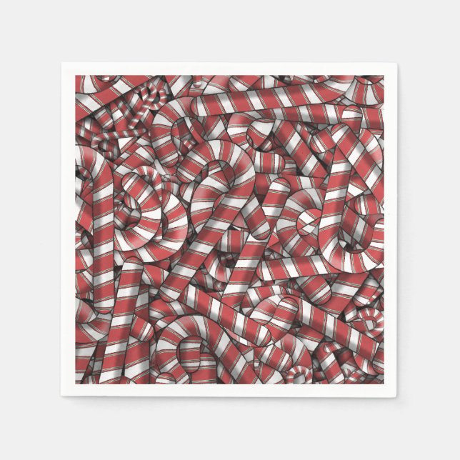 Twisted Red Striped Abstract Candy Canes Napkin (Front)