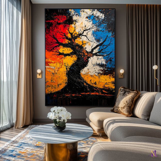 Twisted Resilience – Expressionist Abstract Tree A Poster (Creator Uploaded)