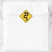 Twisted Road Ahead Highway Sign Classic Round Sticker (Bag)