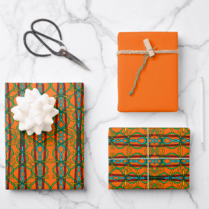 Twisted Southwestern Style Symmetrical Line Art Wrapping Paper Sheet