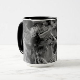 Twisted squares, black and grey 'brushstrokes' mug