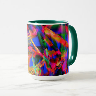 Twisted squares with colourful 'brushstrokes' mug