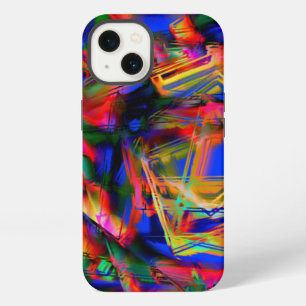 Twisted stained squares with coloured 'brushstroke iPhone 13 case
