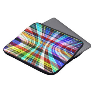 Twisted transparent coloured stripes crossing laptop sleeve