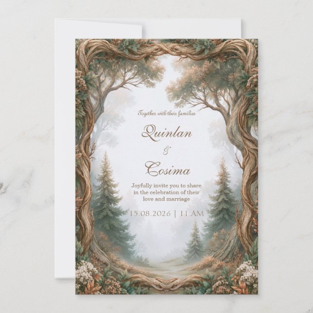 Twisted Tree Forest Wedding Invitation (Front)