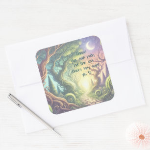Twisted Tree Path & Quote Square Sticker
