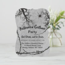 Twisted Vines and Spider Halloween Invitation