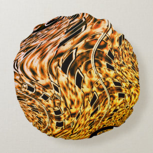 Twisted with a light shade of coral to gold round cushion