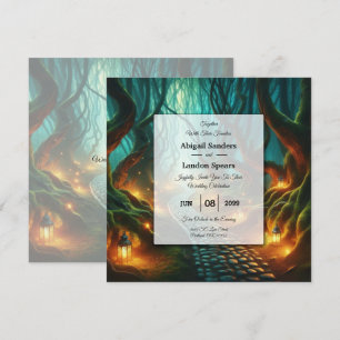 Twisted Woodland Lantern Path Wedding Invitation