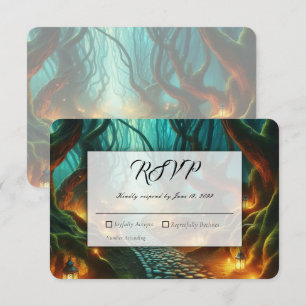 Twisted Woodland Lantern Path Wedding RSVP Card