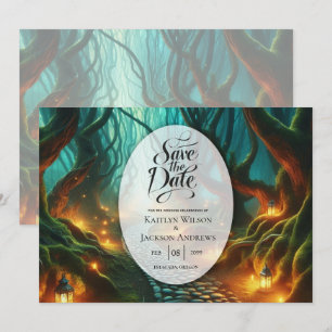 Twisted Woodland Lantern Path Wedding Save The Date