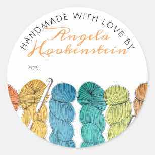 Twisted yarn crochet hook handmade with love label