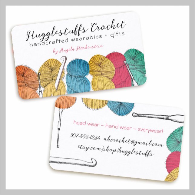 Twisted yarn hank crochet hooks business card (Creator Uploaded)