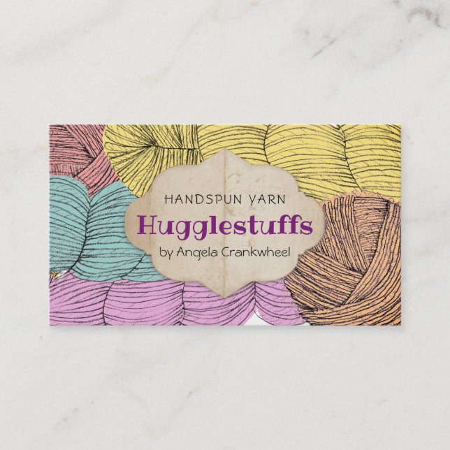 Twisted yarn hank knitting crochet business card (Front)