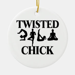 Twisted Yoga Chick Ceramic Tree Decoration