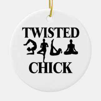 Twisted Yoga Chick Ceramic Tree Decoration