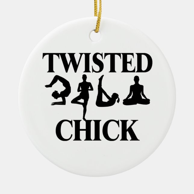 Twisted Yoga Chick Ceramic Tree Decoration (Front)