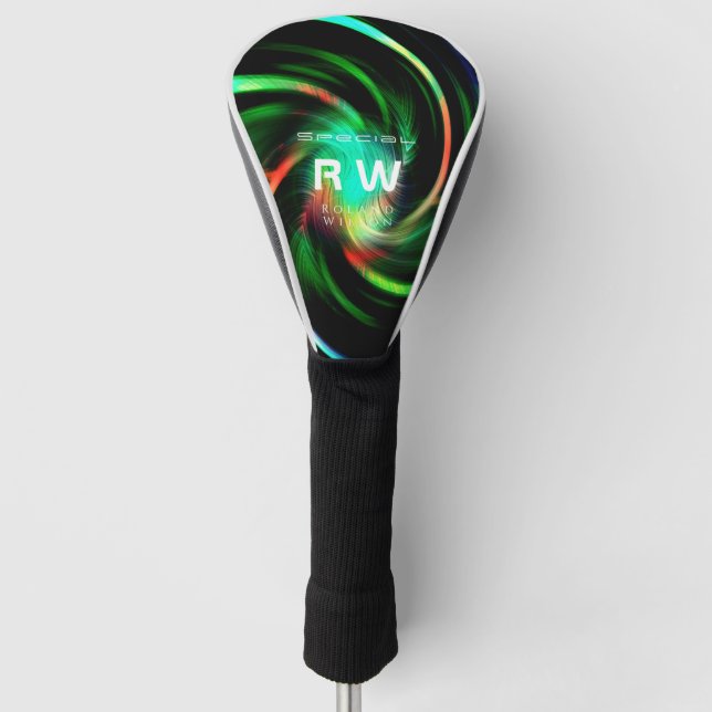 Twisting Effect Green Personalised Golf Head Cover (Front)