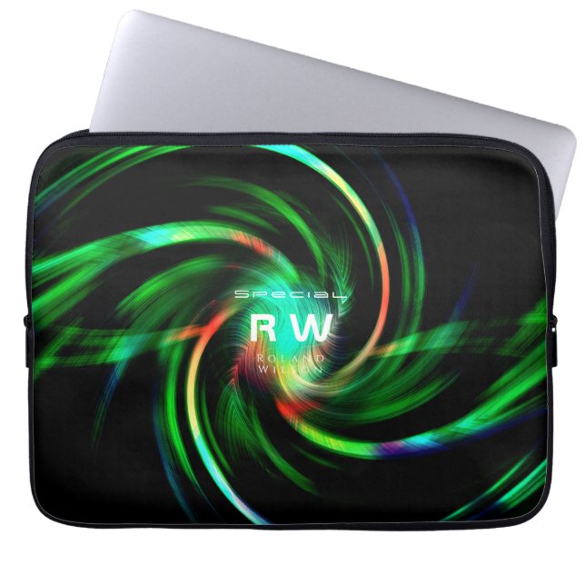 Twisting Effect Green Personalised Laptop Sleeve (Front)
