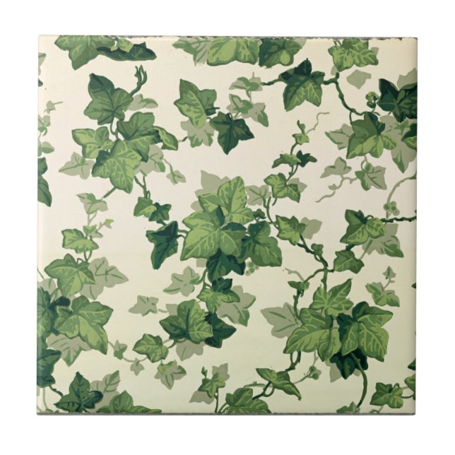 Twisting Ivy Leaves Pattern Ceramic Tile (Front)