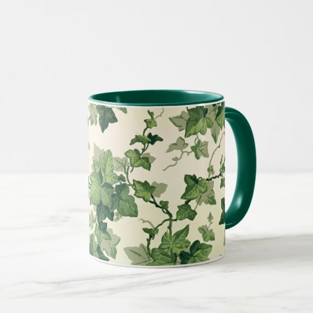 Twisting Ivy Leaves Pattern Mug (Front Right)
