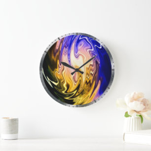 Twisting Liquid Multicolors Open Large Clock