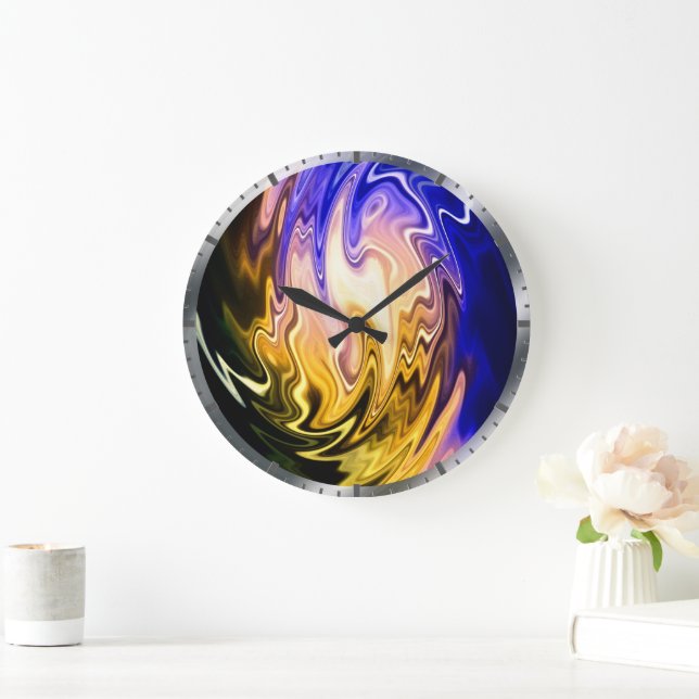 Twisting Liquid Multicolors Open Large Clock (Home)