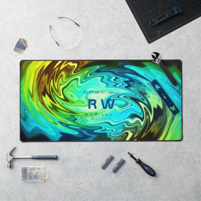 Twisting Liquid Multicolors Personalised Desk Mat (Workstation)