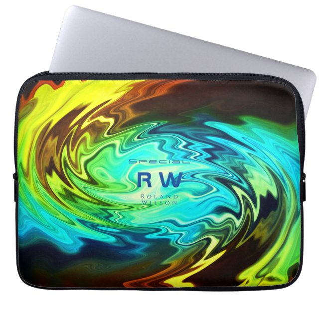 Twisting Liquid Multicolors Personalised Laptop Sleeve (Front)