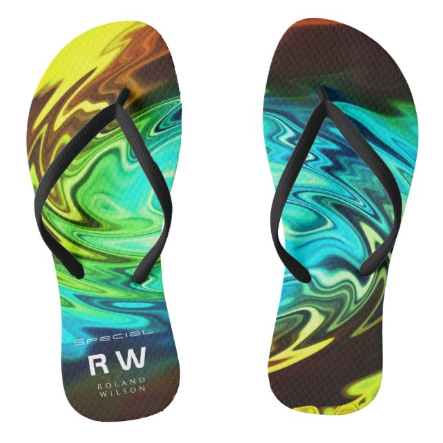 Twisting Liquid Multicolors Personalised Thongs (Footbed)