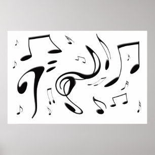 Twisting Musical Notes Poster