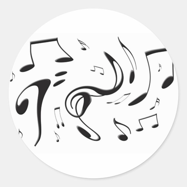 Twisting Musical Notes Sticker (Front)