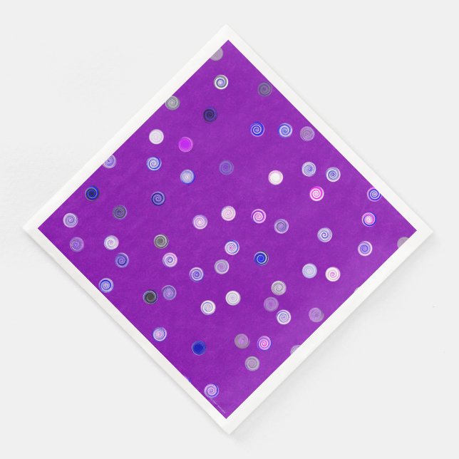 Twisty Polka Dot Spiral Purple Paper Party Napkins (Corner)