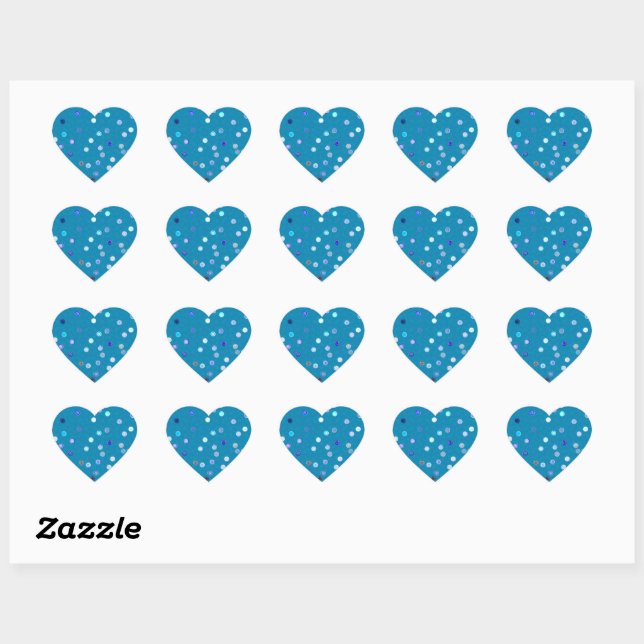 Twisty Polka Dot Spirals Blue Heart Stickers (Sheet)