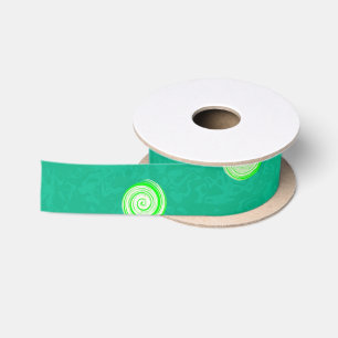 Twisty Polka Dot Spirals Green Grosgrain Ribbon Satin Ribbon