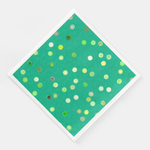 Twisty Polka Dot Spirals Green Paper Party Napkins