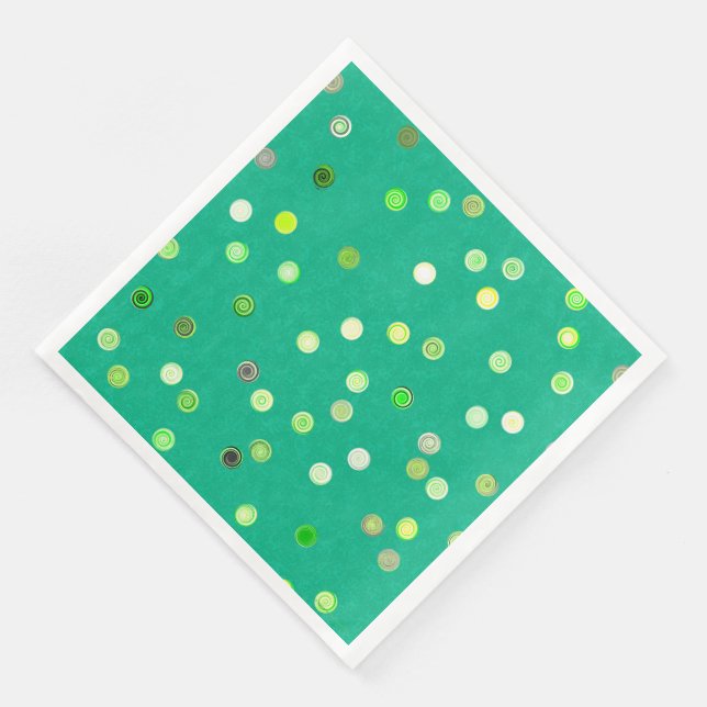 Twisty Polka Dot Spirals Green Paper Party Napkins (Corner)