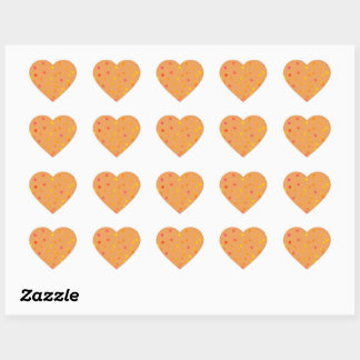 Twisty Polka Dot Spirals Orange Heart Stickers