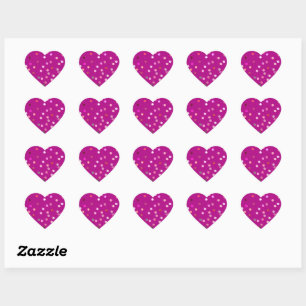 Twisty Polka Dot Spirals Pink Heart Stickers