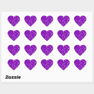 Twisty Polka Dot Spirals Purple Heart Stickers