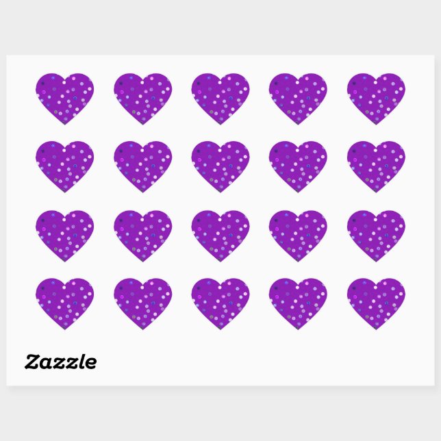 Twisty Polka Dot Spirals Purple Heart Stickers (Sheet)