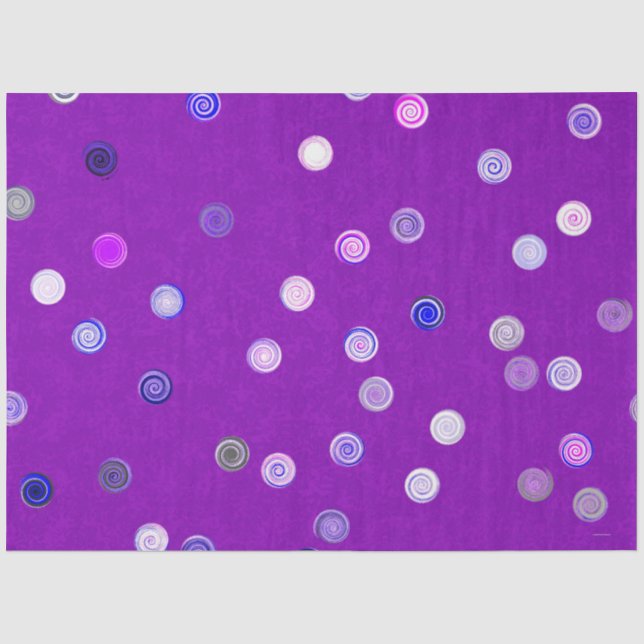 Twisty Polka Dot Spirals Purple Tissue Paper (Front)
