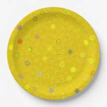Twisty Polka Dot Spirals Yellow Paper Party Plates