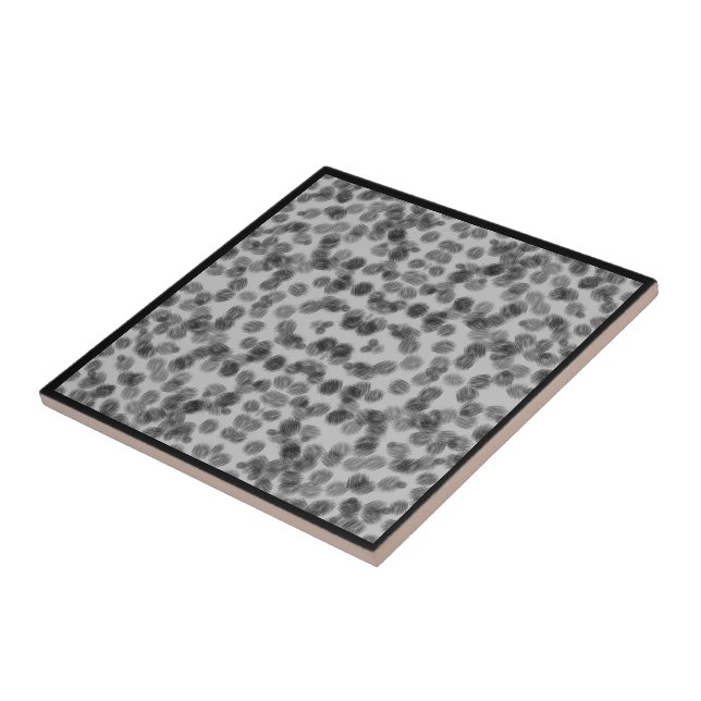 Twisty Textured Brushstrokes Pattern Black On Grey Ceramic Tile (Side)