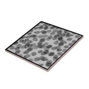 Twisty Textured Brushstrokes Pattern Black On Grey Ceramic Tile