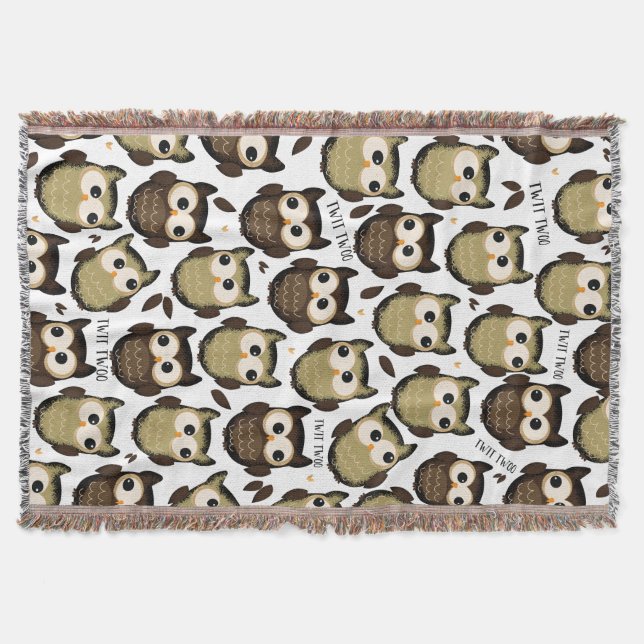 Twit twoo! cute owl pattern. throw blanket (Front)